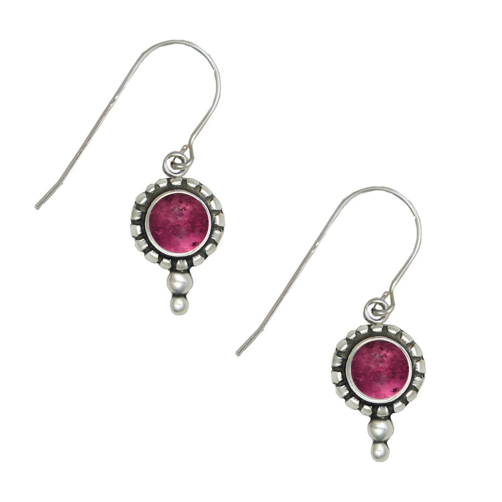 Sterling Silver Little Pink Tourmaline Gemstone Drop Dangle Earrings